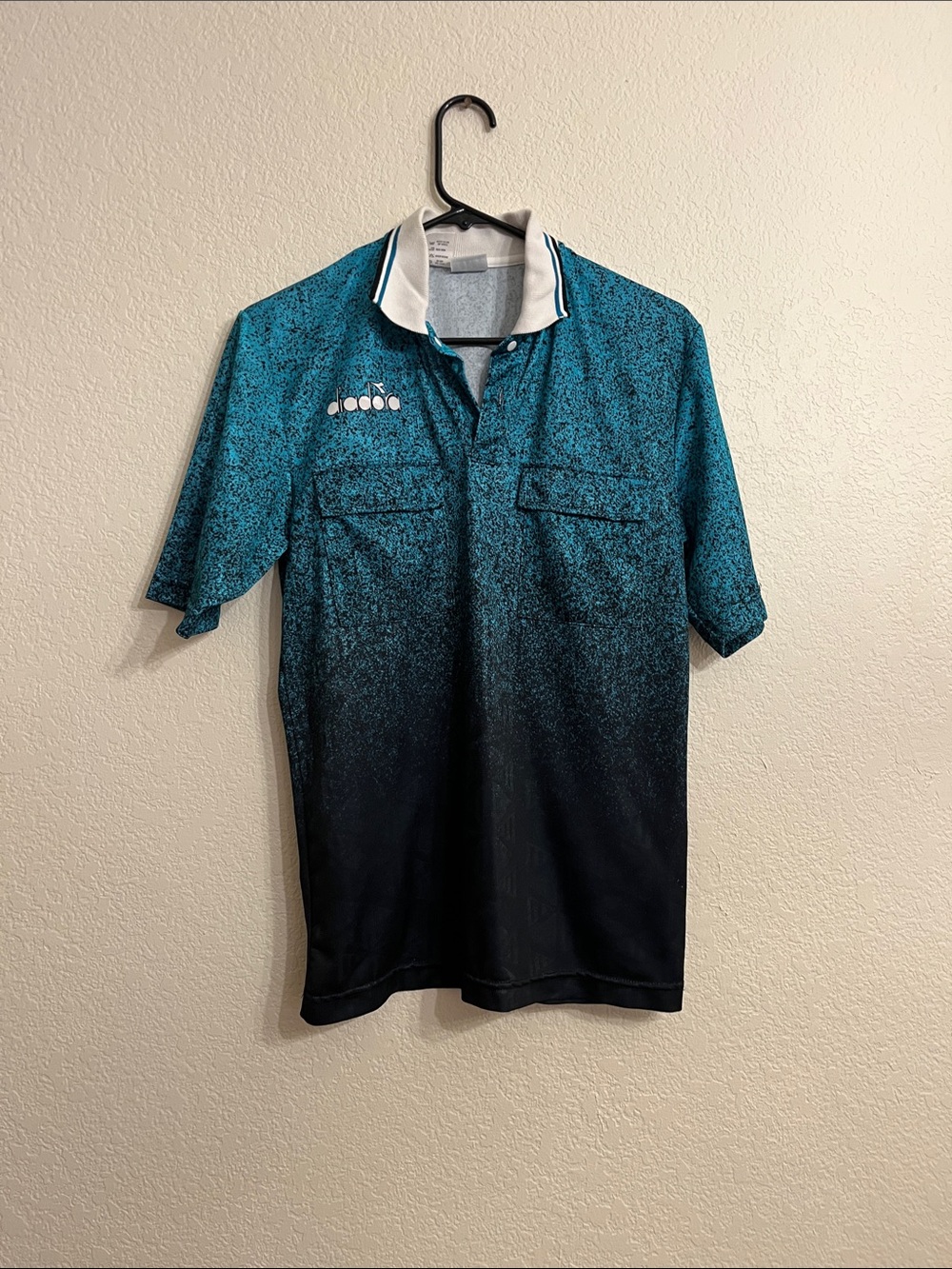 Classic 90s vintage Teal and Black Gradient soccer Shirt